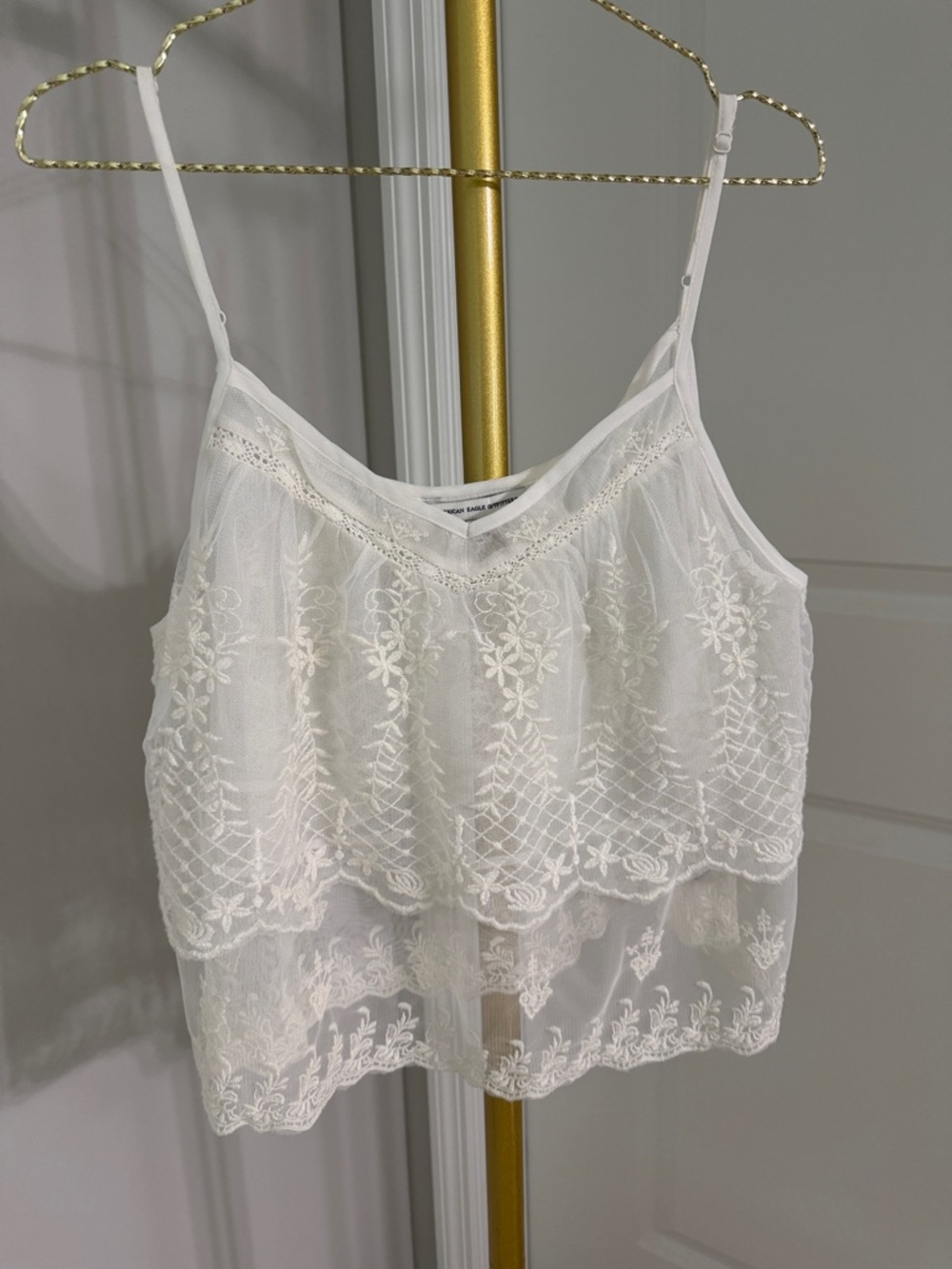 Off White Lace Embroidered Cami Top